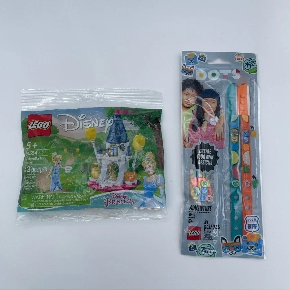 New Sealed LEGO Disney Cinderella Castle 30554 and Retred DOTS Bracelets 41918